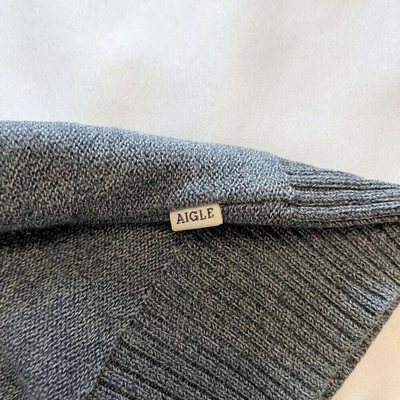 AIGLE MEN'S GREY 100% COTTON SHAWL LAPEL CARDIGAN - L - Picture 11 of 13